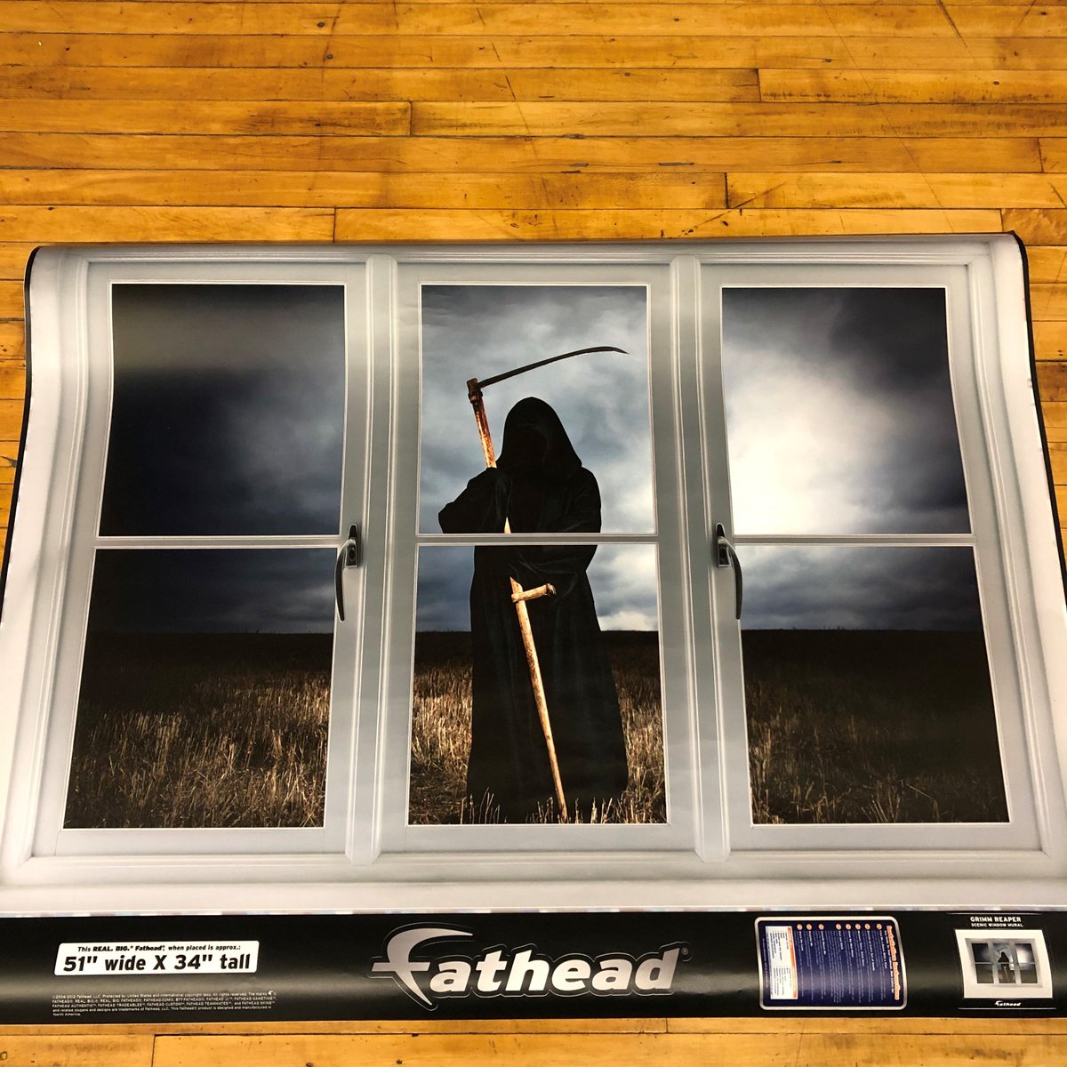 Fathead's tweet photo. JUST in time for halloween we're giving away this creepy Grim Reaper Instant Window for your spooky space! Retweet to enter! We'll pick a winner Friday, 10/25 at 12PM ET. Good luck! #halloween https://t.co/R6lrx9CXga