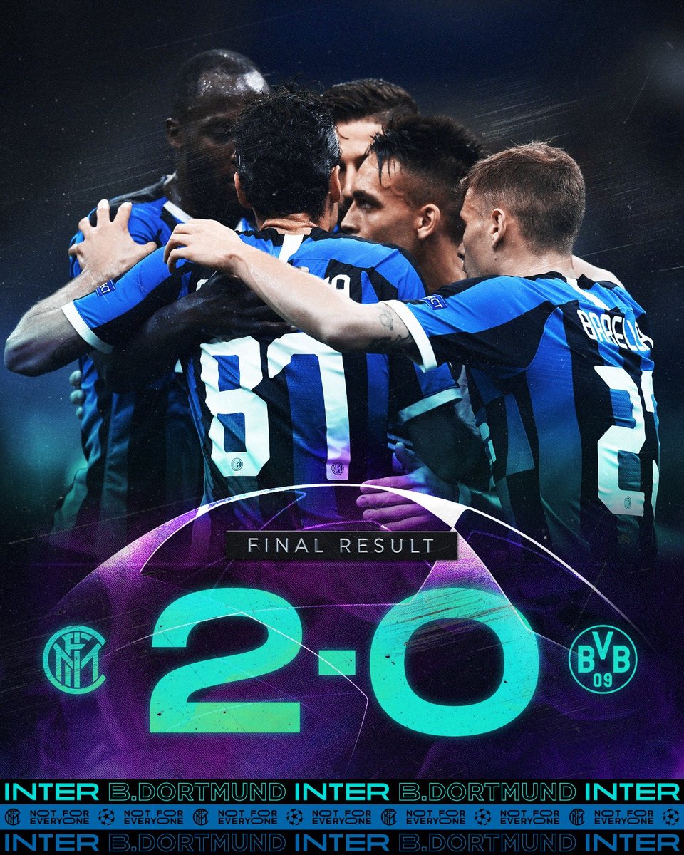 Inter's tweet image. 🙌 | 93' - FINITAAAAAA!

Vittoria fondamentale per noi!!!!! ✌️✌️✌️

#InterBorussiaDortmund  2⃣-0⃣

⚽️ #Lautaro 🇦🇷
⚽️ #Candreva 🇮🇹

Grandi ragazzi, sempre #FORZAINTER!!!! ⚫️🔵⚫️🔵

#InterBVB #UCL