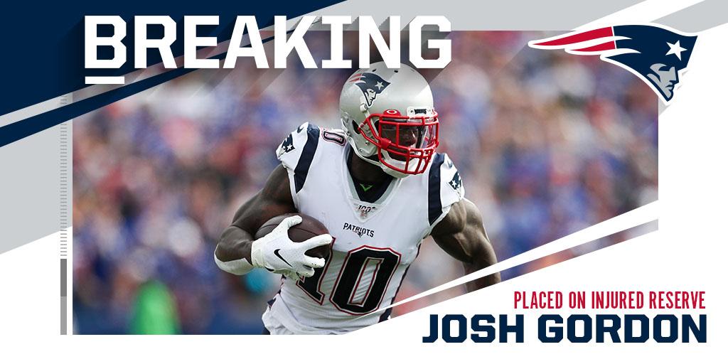 NFL Twitter: "Patriots place Josh Gordon (knee) on injured reserve. https://t.co/LM2n2eumju" Twitter