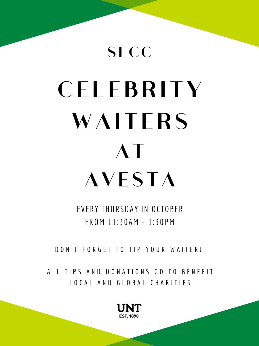 unt_secc's tweet photo. Our Celebrity Waiters are in high demand! Plan your lunch at Avesta tomorrow. Remember to leave a tip! https://t.co/qzPsXoR6hx