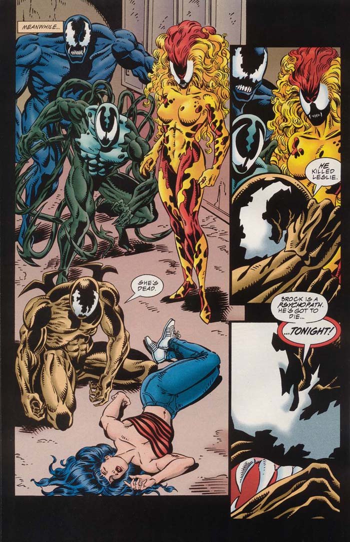 Scream and her fellow Life Foundation symbiotes return in 'Separation Anxiety'. They press Eddie Brock for knowledge of how to control their symbiotes, all the while a "mysterious killer" starts to pick them off - one by one!