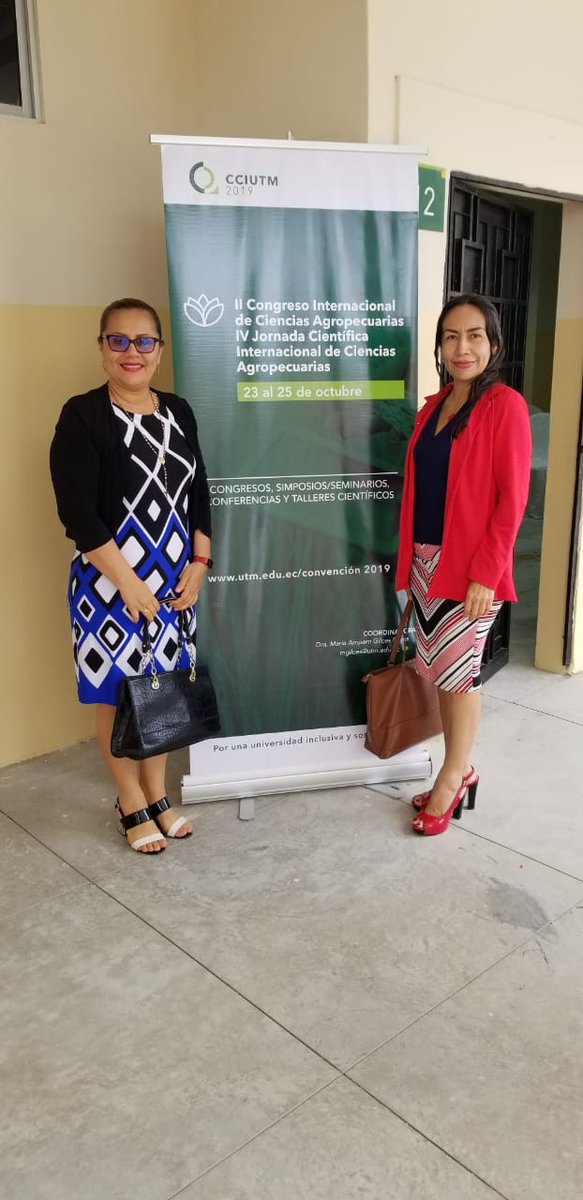 ISTPEM1's tweet photo. Las docentes @MACIASTELLY y @Veropalma11 son ponentes en el  Congreso Internacional de Ciencias Agropecuarias realizado en la @UTMManabi , el tema de la exposición es "Temperatura, humedad y punto de rocío en la cría de pollos Ross 308 en galpones de clima controlado". https://t.co/r5fxiaczW5