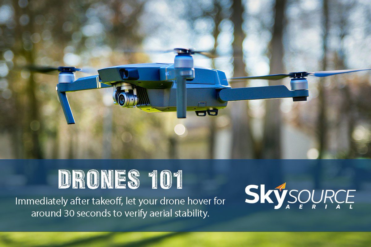 SkySourceAerial's tweet photo. Always allow your drone to hover for approximately 30 seconds, this will confirm your drone is under control before flying your mission. #drones101 #dronetips #droneflyingtips #drones #droneservices #dronetraining #pilottraining #skysourceaerial https://t.co/nmsL4hafsQ