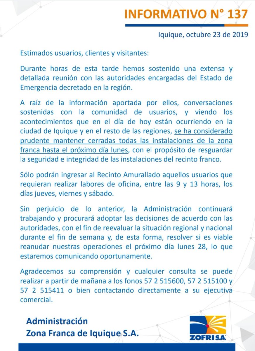 Zofri_SA's tweet photo. A nuestra comunidad #Iquique #ZOFRI https://t.co/Rr7ZwKKOMX