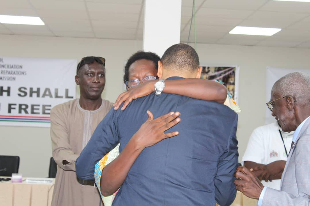 freejobe39's tweet photo. #Gambia: 2 former vice chairmen of the then AFPRC junta, Sanna #Sabally and Edward #Singhateh reconciles at @TRRC_Gambia after almost 25 years. The duo led the 1994 Coup de' etate that brought in former Dictator Yahya #Jammeh to power but were all later booted out of the system https://t.co/U4DM8d2yeK