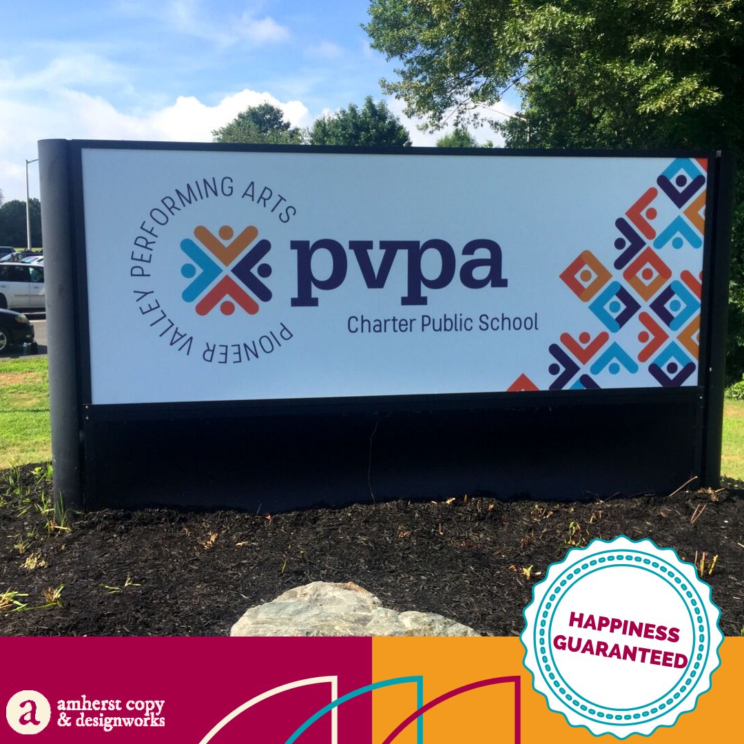 AmherstCopy's tweet image. We are loving this new backlit vinyl sign we made and installed at Pioneer Valley Performing Arts Charter Public School!  #happinessguaranteed #PVPA