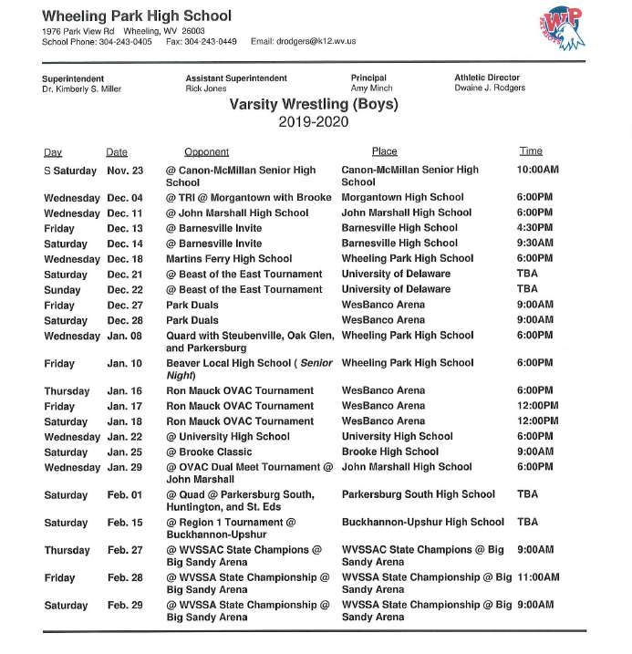 WPHSwrestling's tweet photo. 2019-20 varsity and jv wrestling schedule https://t.co/8fLlBqc8GZ