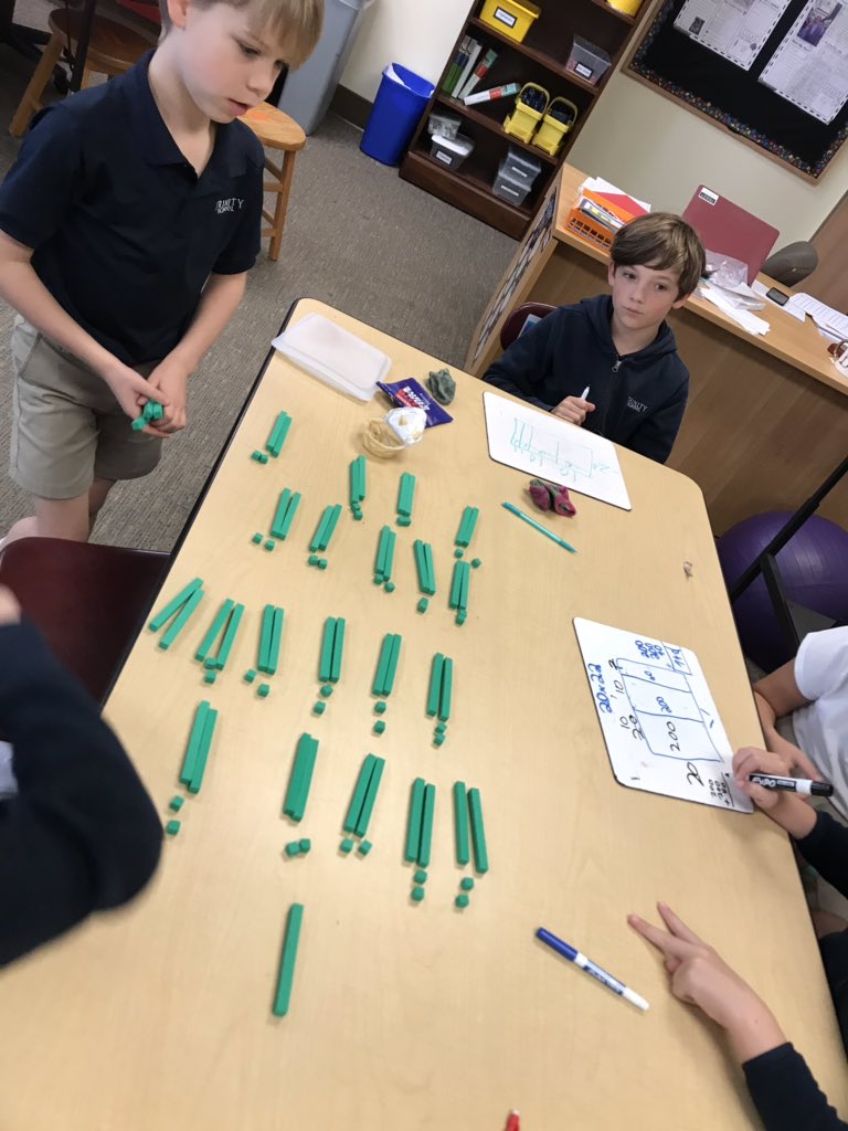 Hester4th's tweet image. Discovering the relationship between arrays and area models in two with multi-digit multiplication #trinitylearns