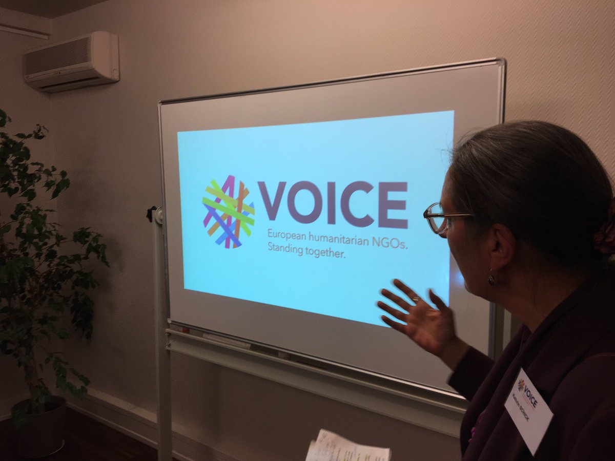 Breaking news: Standing together with <a href="/MoniquePariatEU/">Monique Pariat</a> <a href="/eu_echo/">EU Civil Protection & Humanitarian Aid 🇪🇺</a> and Dominic Crowley <a href="/Concern/">Concern Worldwide</a> Kathrin Schick Director <a href="/VOICEeu_/">VOICE</a> launches new colourful fashionable and meaningful Voice logo and new Voice catchphrase Standing Together #VOICEnewLOGO