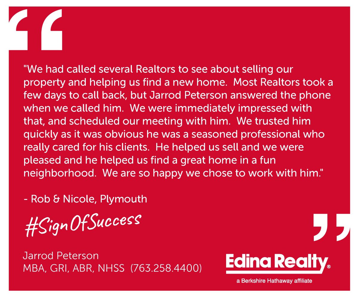 jarrodpeterson's tweet image. Thank You Rob and Nicole!   It was my pleasure to help you sell so quick and find you that perfect home!  Enjoy the heated garage this winter!  You are going to love it!  @EdinaRealtyMG @Edina_Realty #signofsuccess #AskJarrodHeKnows