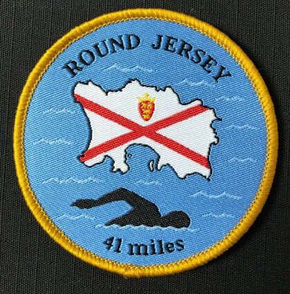dizzyang's tweet image. I swam round Jersey as a relay team earlier this year, and looked everywhere for a badge to celebrate this, non could be located so I’ve designed my own. They are available to buy from me at £6 each. Solo or relay. Small cost for postage 🏊🏻‍♀️🏊🏼‍♂️