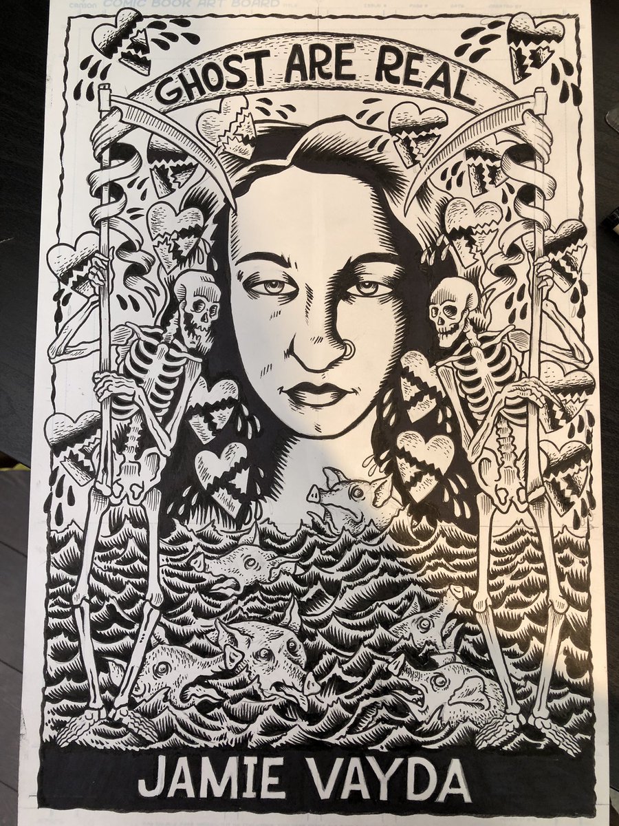 jamievayda1's tweet photo. Just finished the cover of my new graphic novel “GHOST ARE REAL” a story of demon possession,depression, love turned on it’s side. Published by @BirdcageBottom #jamievayda #birdcagebottombooks https://t.co/XUUwa6UAOF