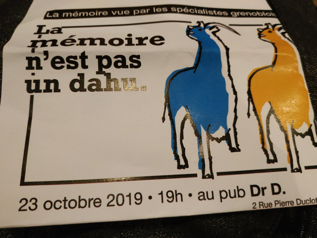 CnrsAlpes's tweet photo. L'apéro-débat sur la #mémoire vue par plusieurs disciplines (#neurosciences, #philosophie, #histoire) à l'occasion des #80ansCNRS commence à #Grenoble au pub Dr D ! https://t.co/pmuOUuRY4E