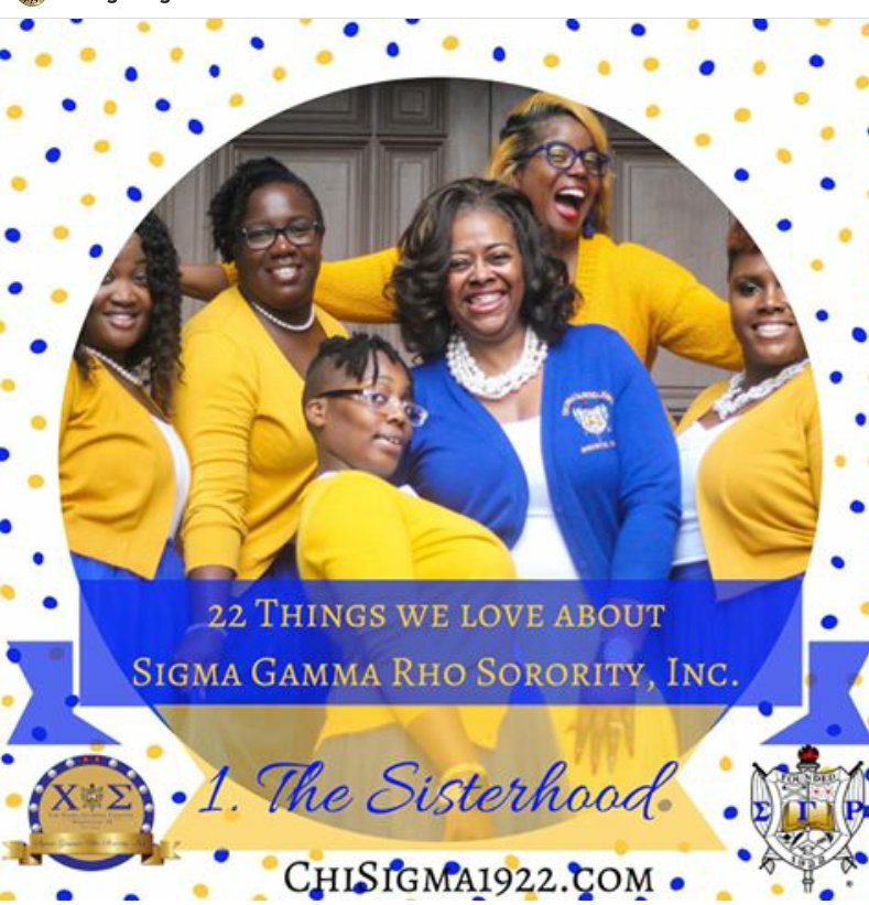 ChiSigma1922's tweet photo. We are officially 22 days from our Founder’s Day! This year, the ladies of Chi Sigma  would like to bring in Founder’s Day by posting 22 things we LOVE about Sigma Gamma Rho! Today, our Basileus kicks off our 22 day celebration by stating her #1 thing #Sisterhood https://t.co/tTcuKYtxfY