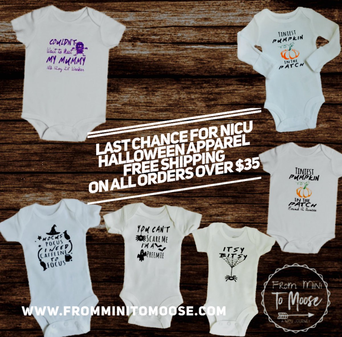fromminitomoose's tweet photo. Last chance to purchase #preemie #halloween bodysuits at https://t.co/bYAsBC4k7R #nicu #nicubaby @NICUnetwork @ProjectSweetPea https://t.co/AjE4jx6o4E