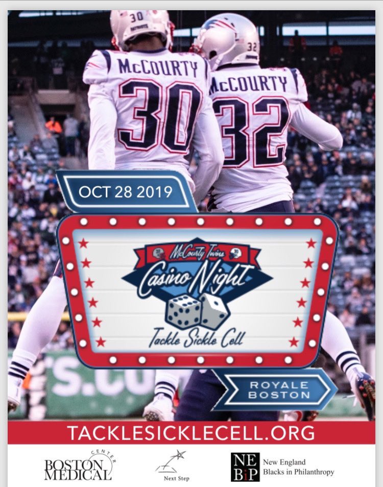 TackleSickleCell (@tacklesc) on Twitter photo Join the <a href="/McCourtyTwins/">Devin&Jason McCourty</a> on Monday Night, October 28th as they host their <a href="/TackleSC/">TackleSickleCell</a> Casino Night at <a href="/RoyaleBoston/">Royale Boston</a> bit.ly/TSCBoston19 Join the <a href="/McCourtyTwins/">Devin&Jason McCourty</a> on Monday Night, October 28th as they host their <a href="/TackleSC/">TackleSickleCell</a> Casino Night at <a href="/RoyaleBoston/">Royale Boston</a> bit.ly/TSCBoston19