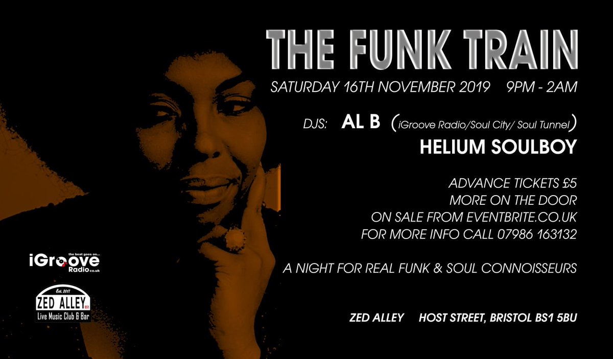 Don’t forget this funksters. Only a fiver per ticket. @zed_alley