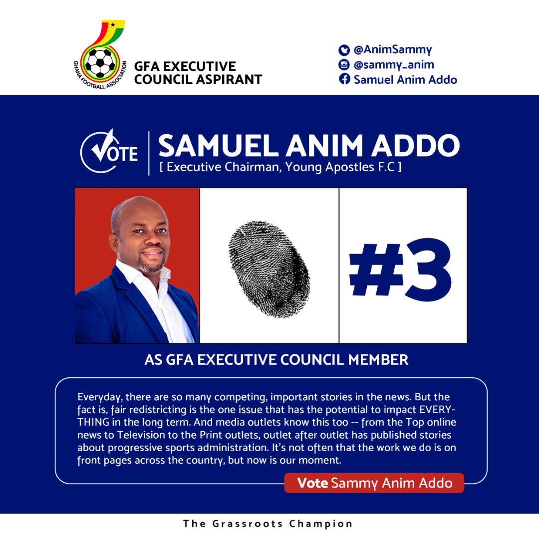 AnimSammy's tweet photo. Vote *Sammy Anim Addo* #3👍🏿 💪🏾💪🏾💪🏾#Anim4Exco #Grassrootman #Gfadecides #teamwin #Exco #gfaelection2019 #Grassrootfootball #BabyjetU16 #Exconews #gfanews #ghmediahouse #meetthepress #nowthisnews #ghana #Grassrootman #PerformanceOverPolitics #TheGreatRepublic https://t.co/vlvwHZ7RcG