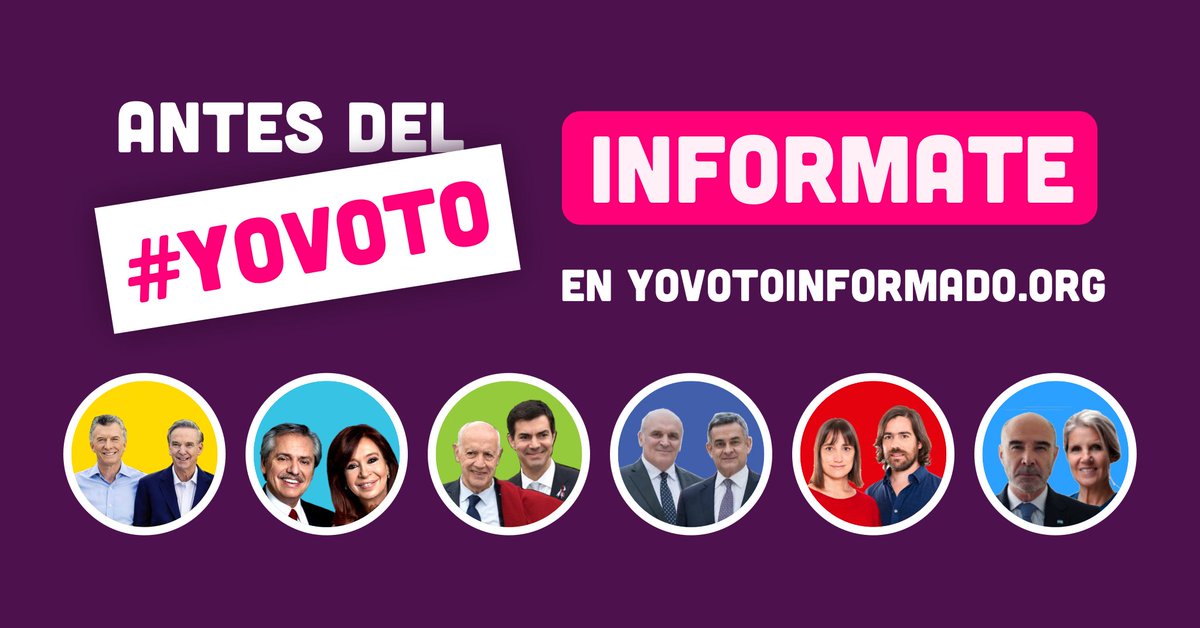 ChangeorgAR's tweet photo. ¿Ya sabés a quién vas a votar? Les compartimos la iniciativa de @Yovotoinfo.
En https://t.co/orF3cPqMyN podés conocer las propuestas de los 6 candidatos a presidente. https://t.co/LpVtBj3Pv8