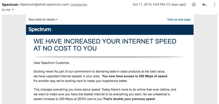 dekaliber's tweet photo. Spectrum Marketing: "WE HAVE INCREASED YOUR INTERNET SPEED
AT NO COST TO YOU" (in all caps)
Spectrum Billing: "Internet Service will increase by $4.00 per month"
What the fuck? @GetSpectrum #actuallydontgetspectrum https://t.co/PPk8BFn0mJ