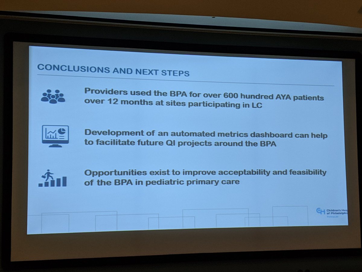 paikoiko's tweet photo. Katherine Wu from @PolicyLabCHOP, @ChildrensPhila: #QualityImprovement approach to using clinical decision making tools to encourage clinicians to discuss #transition with #teenage patients. #HCTRC Research Symposium https://t.co/eTOy7f7u0y