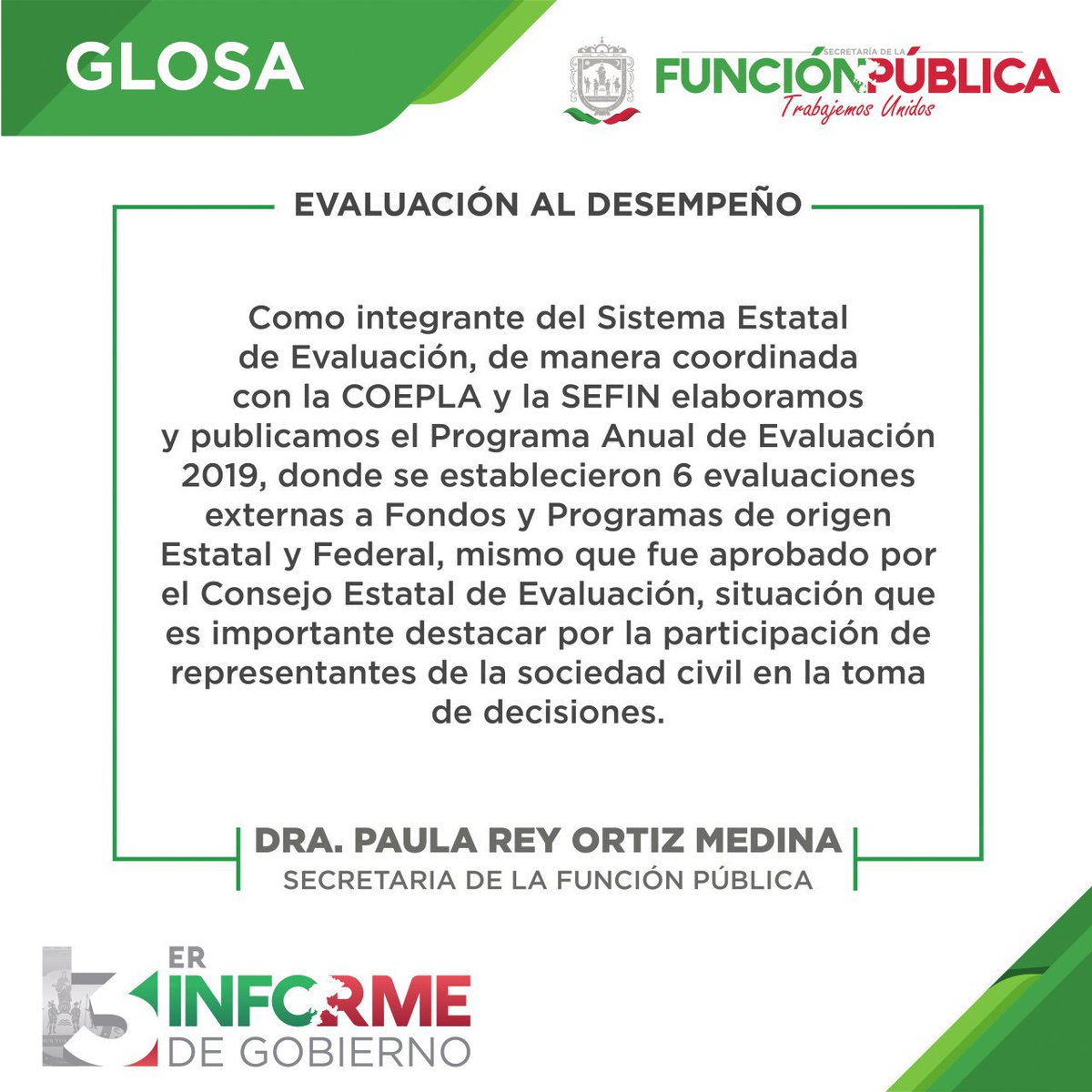 SFP_Zac's tweet photo. Evaluación al desempeño
Glosa #3InformeTello https://t.co/OuDpxry6RU