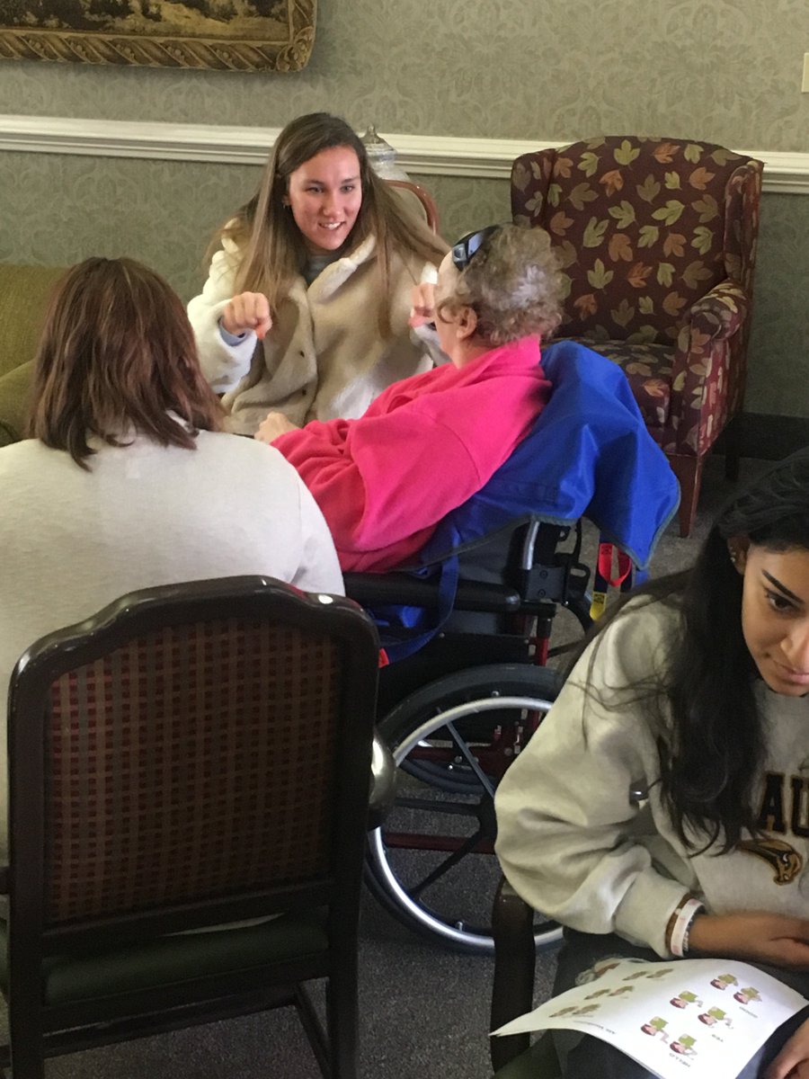 BDWilch's tweet photo. #HHS ASL students making a difference in lives of deaf on FT to Summit County nursing home--taking opportunity to teach nursing home residents sign language so they can communicate with a fellow resident who is deaf...planning to return monthly to make a difference! #priceless https://t.co/BGWCMZvfzw