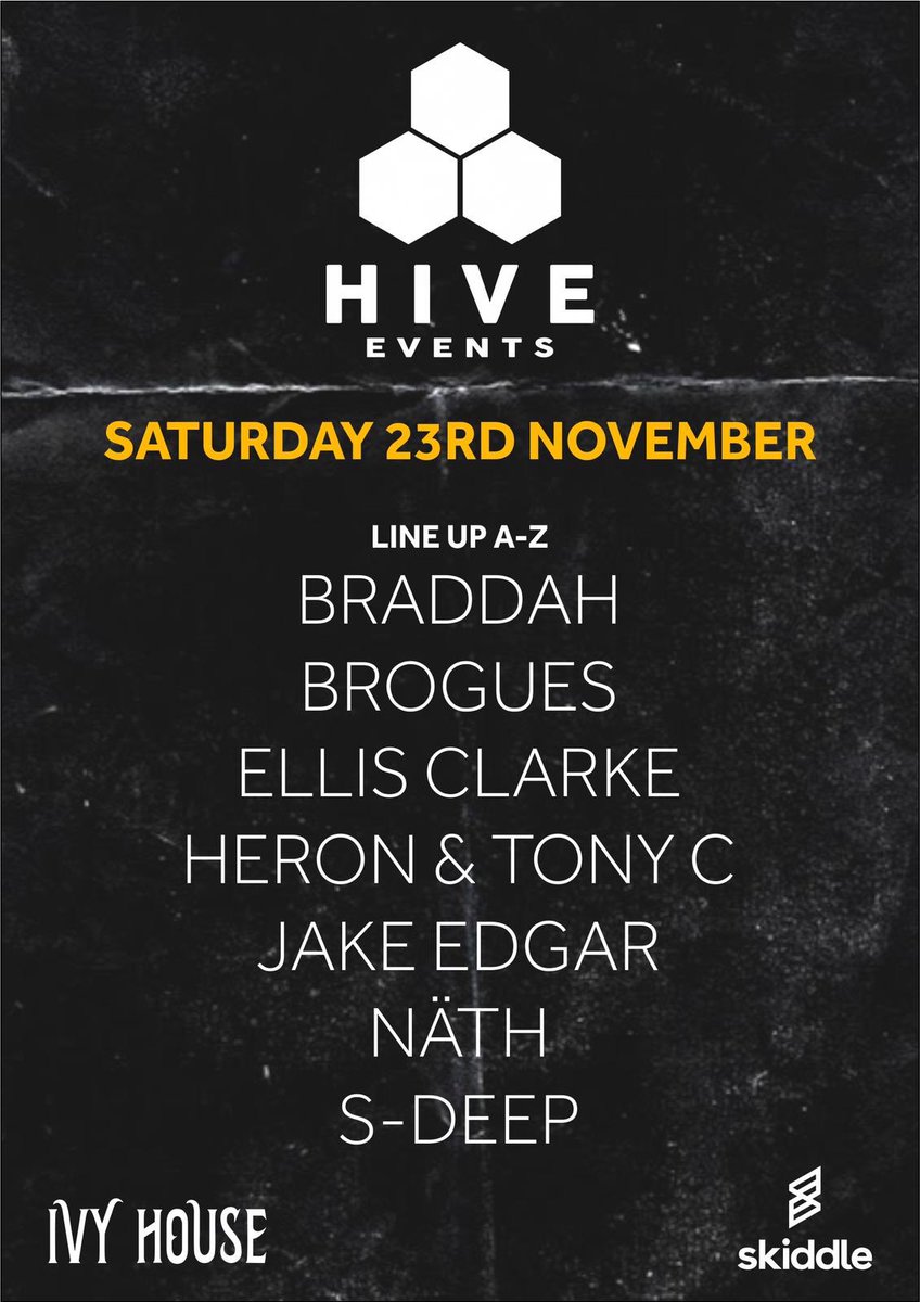 Full line up is here 🐝💣.   What a night we have in store for you, lucky to have our boys back Jake Edgar  &amp; Nathan Stoute and a new addition to the team <a href="/braddah/">braddah</a> .  Tickets are in bio ! 23rd November can’t come quick enough 🐝skiddle.com/e/13663549