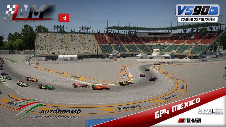 club_simracing's tweet photo. ✔️Finalizamos la semana 4 de LNM @club_simracing.

Hoy tendremos la categoría grande con los #LNM3 en pista.

Circuito: Hermanos Rodriguez (Mexico)
Hora: 22:00h
Directo: https://t.co/n7Q6MNNNvQ

Colabora: #Almalez https://t.co/NJ33Uw2qn4