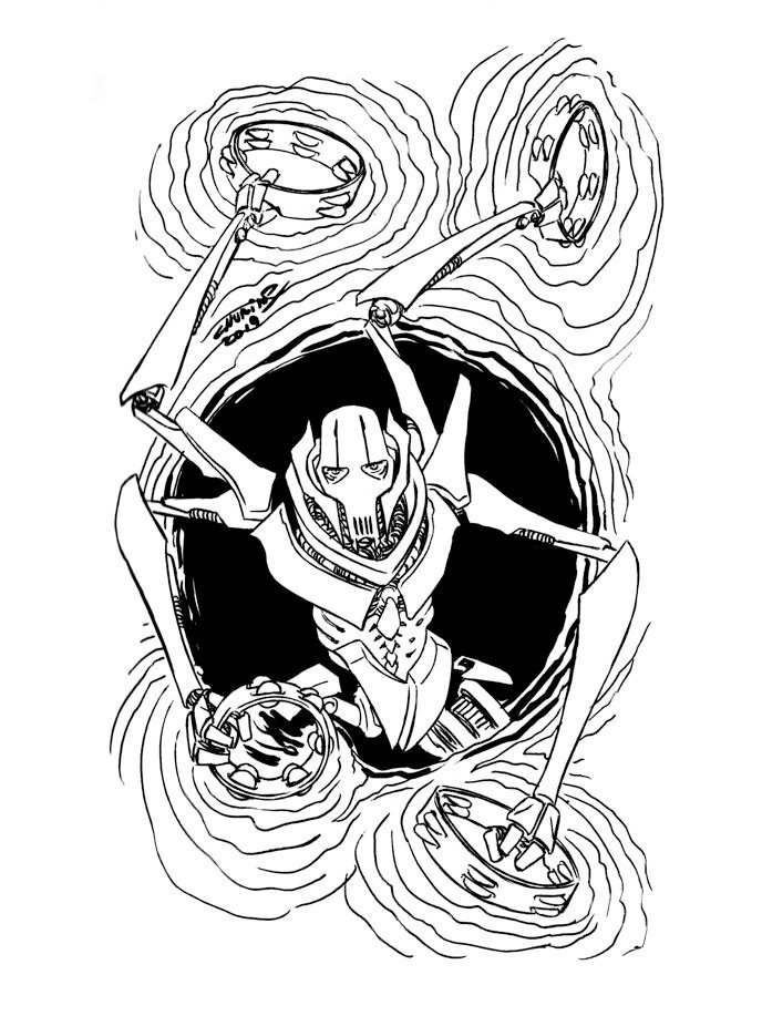Pchurin's tweet photo. #inktober #inktoberday20 #treads 
#tambourine #pandereta #music #fun #grievous #fanart #blackandwhite #sketch https://t.co/Viim0zF8pr