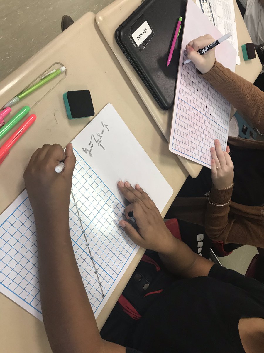 MrsNewmanBCPS's tweet image. Practicing Graphing Lines with Whiteboards today! #slopeintercept #math1 #whiteboardmath #ignitelearningbcps @TRMSFalcons