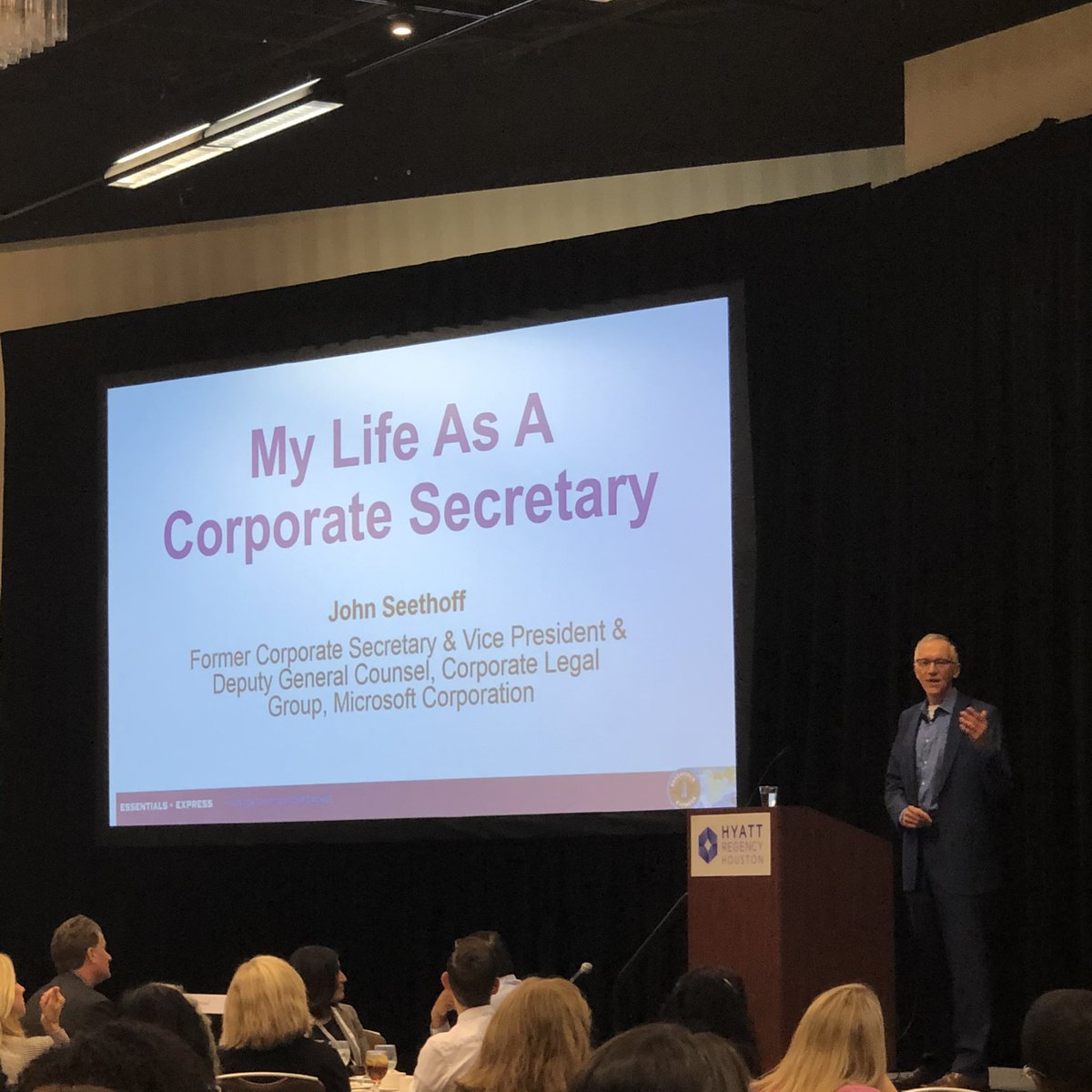 Society4CorpGov's tweet photo. John Seethoff reminds us that we, #Corporate Secretaries, are there to help the client, not please the client. #EssentialsExpress. #missiongovernance2019 https://t.co/vPd83DymEo