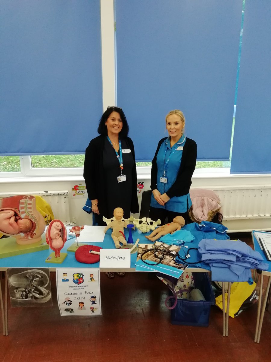 Fabulous day sharing our love of midwifery to years 5 & 6 at Milton Academy Primary Careers Fair #FutureMidwifery #proudtobeamidwife @sharwalli @UHNM_NHS @dunkleybent @BevMatthewsRN @horizonsnhs @Yanarichens @TracyBullock12 @helenbevan @Midwife_Claire