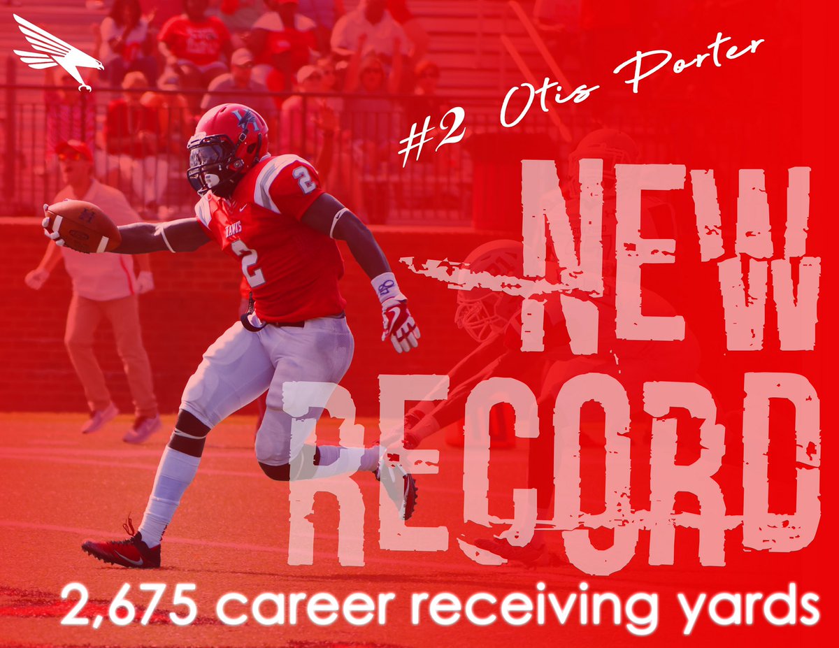 HawksFootball's tweet photo. #2 Otis Porter set a new school record for career receiving yards this past Saturday... and he’s not done yet! This came from years of hard work and dedication. #NewRecord #CommitToTheCulture #HawkEm https://t.co/06AVGbnimM