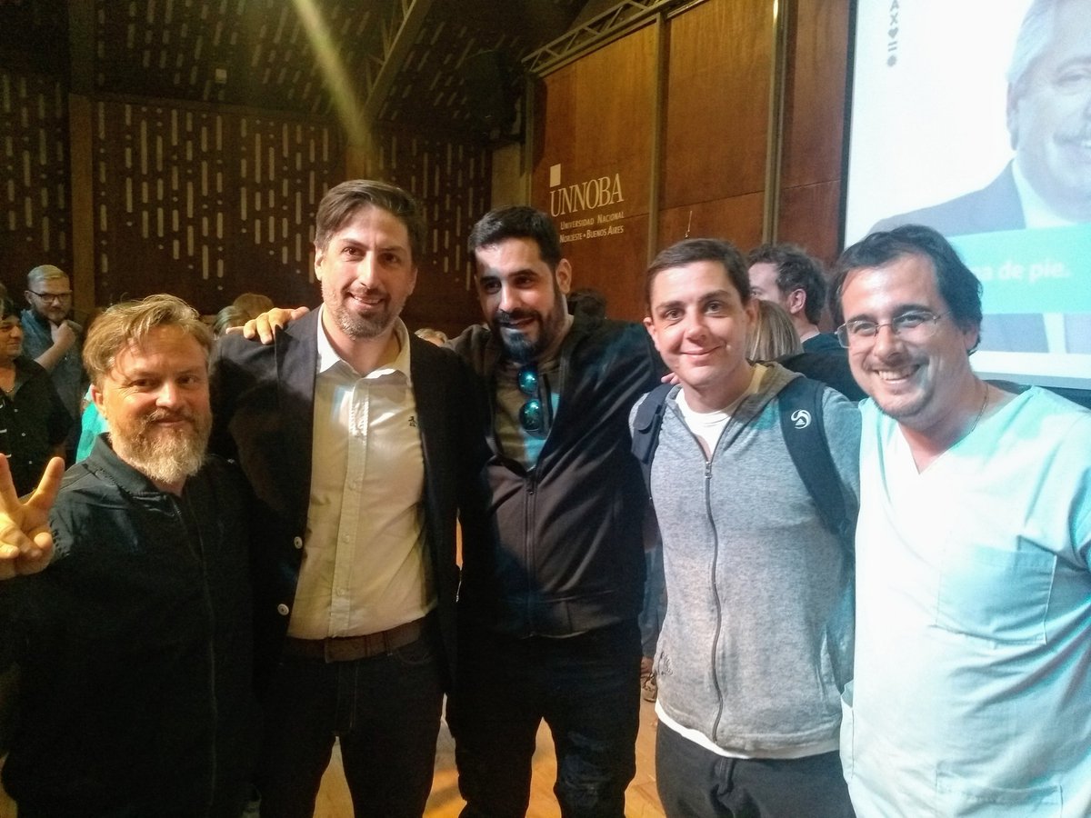 BrunoScrepis's tweet photo. Acompañando a Mario Andrés Meoni en la charla brindada junto al coord. de los equipos de #AlbertoFernandez, Nicolás Trotta, en las inst. del auditorio de calle Sarmiento de la Unnoba. 
#FrenteDeTodos #AlbertoPresidente #AxelGobernador #MarioIntendente https://t.co/NzXTbgLLes