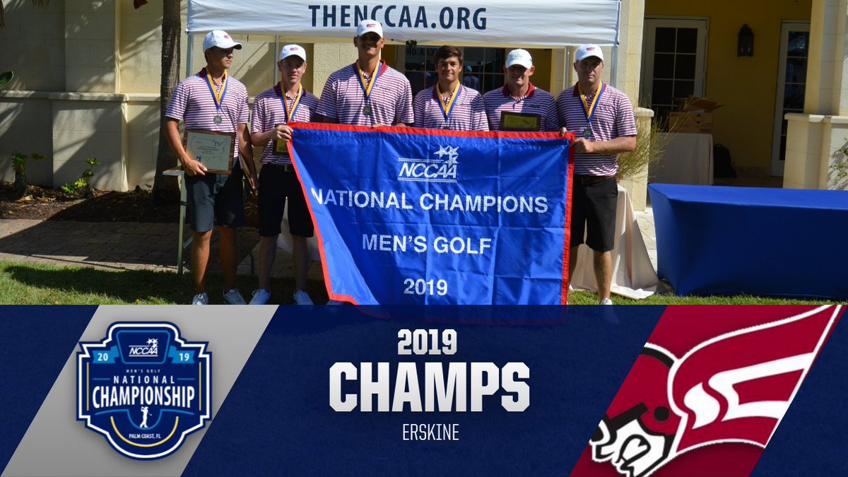 NCCAAChamps's tweet photo. Erskine College Repeats as Men's Golf National Champions. Story: https://t.co/0DqOnxkVDc https://t.co/Pis6VEVnMw