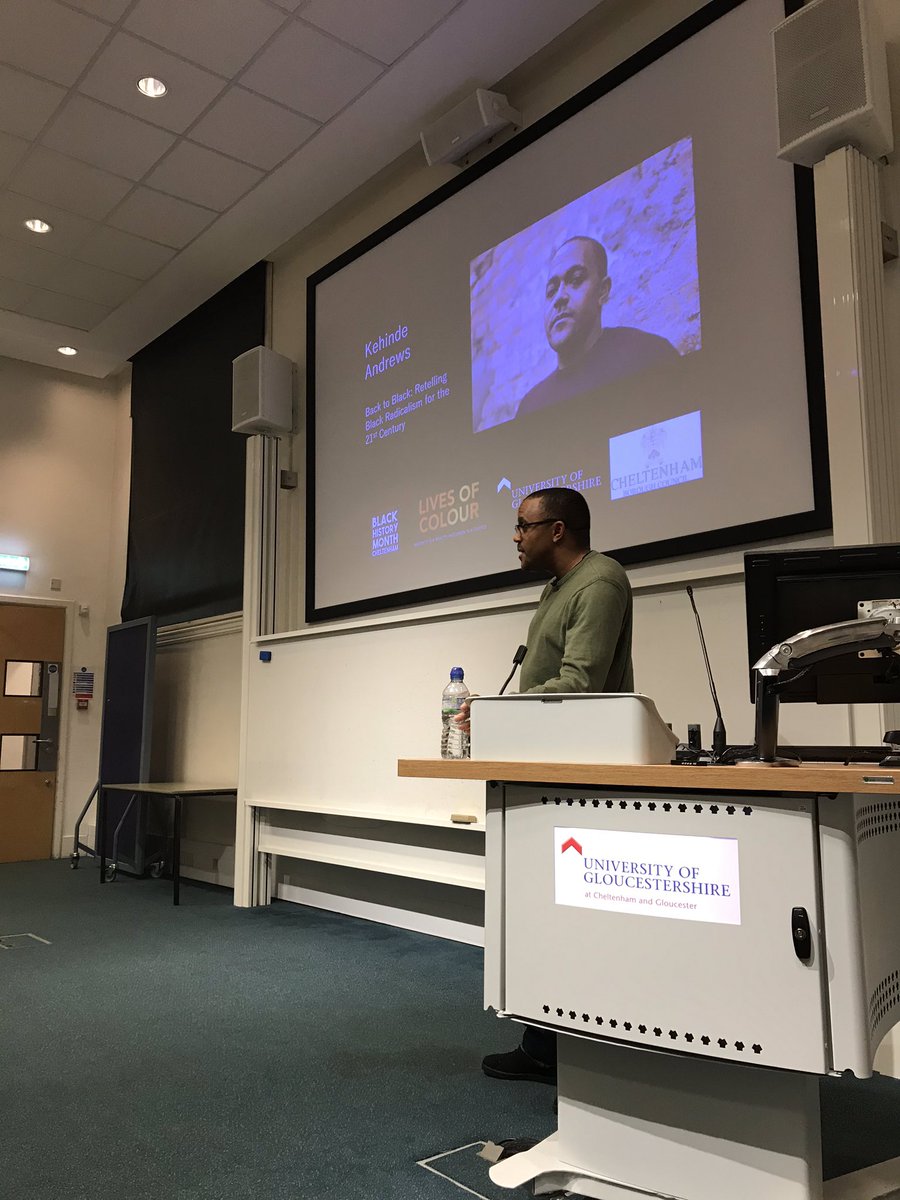 A privilege to meet and hear @kehinde_andrews talk about his book ‘Back to Black’ for #BlackHistoryMonth2019 at @uniofglos @livesofcolour