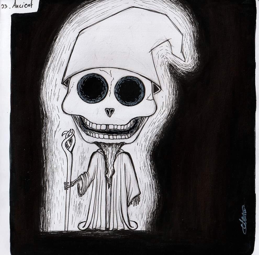 D_Featherwings's tweet photo. Inktober Day 23: Ancient 

#inktober2019 #inktober2019day23 #inktober2019day23ancient  #ancient #wizard #skeleton https://t.co/EIZ4N9aLad
