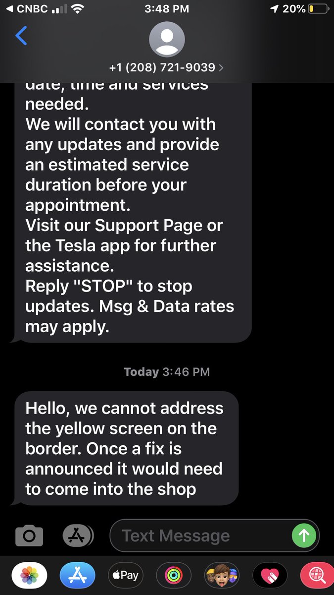 glenntongue's tweet image. $tsla. Re yellow border, I tried again. I scheduled an appointment for home service  yesterday morning. The appointment came and went. Now over a day later, this message (which is so very poorly written):