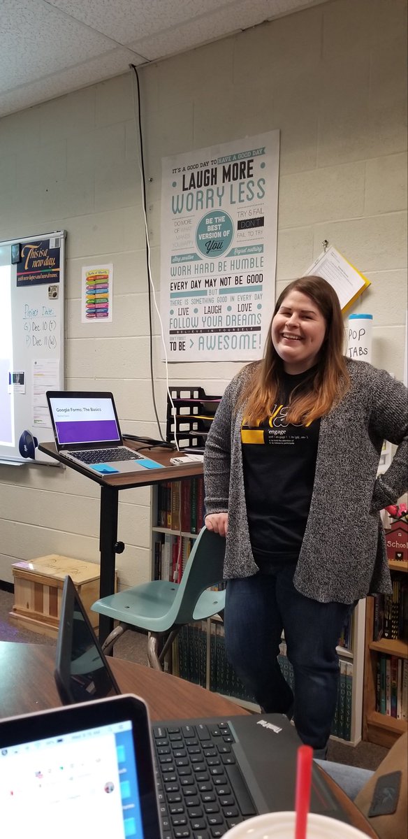 HeadrickAnn's tweet photo. #EngageAC Rachel Davis getting ready to present this morning on Google Forms. https://t.co/DH6zsUDc1Y