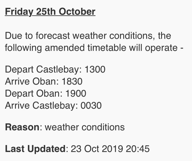 BarraIsland's tweet image. . @CalMac_Updates mixed messages today for Friday. Which one is correct? The website of the txt sent as I have a booking #travel #ferries #winterweather