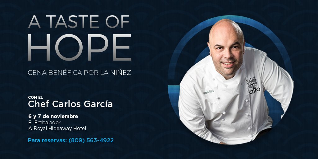 UNICEF República Dominicana 🇩🇴 (@unicefrd) on Twitter photo ¡Últimas boletas para la cena benéfica «A Taste of Hope» a favor de los niños y niñas en República Dominicana!
No pierdas la oportunidad de disfrutar una experiencia única de la mano de <a href="/carlosgarciareq/">carlos garcia</a>, el mejor Chef de Latinoamérica 2018 por Chef´s Choise Award. 👨🏻🍳+🍲+😍 ¡Últimas boletas para la cena benéfica «A Taste of Hope» a favor de los niños y niñas en República Dominicana!
No pierdas la oportunidad de disfrutar una experiencia única de la mano de <a href="/carlosgarciareq/">carlos garcia</a>, el mejor Chef de Latinoamérica 2018 por Chef´s Choise Award. 👨🏻🍳+🍲+😍