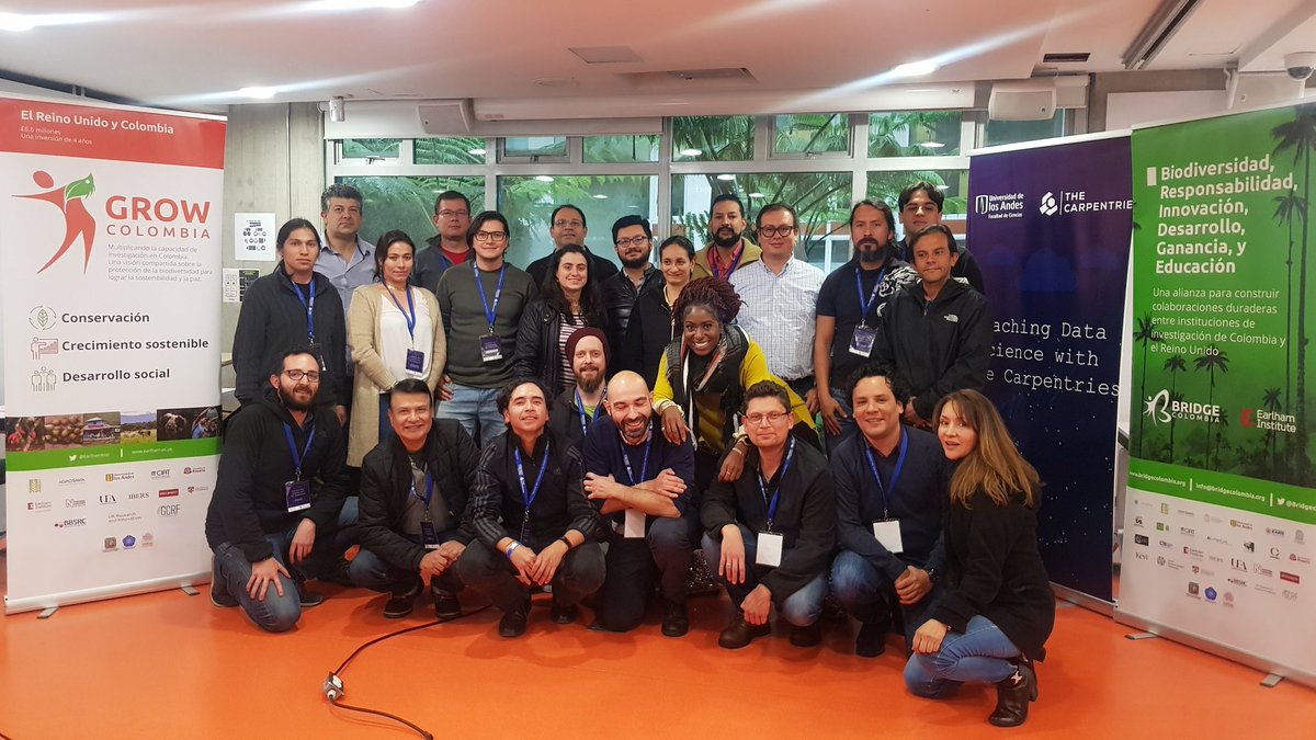 CienciasUAndes's tweet photo. @thecarpentries @SherAaronHurt @froggleston @RAEngGlobal @EarlhamInst @uniandes @bridgecol @C3Biodiversidad taller internacional "Teaching Data Sciences with The Carpentries" #trainthetrainer https://t.co/TXUjCbGcgc
