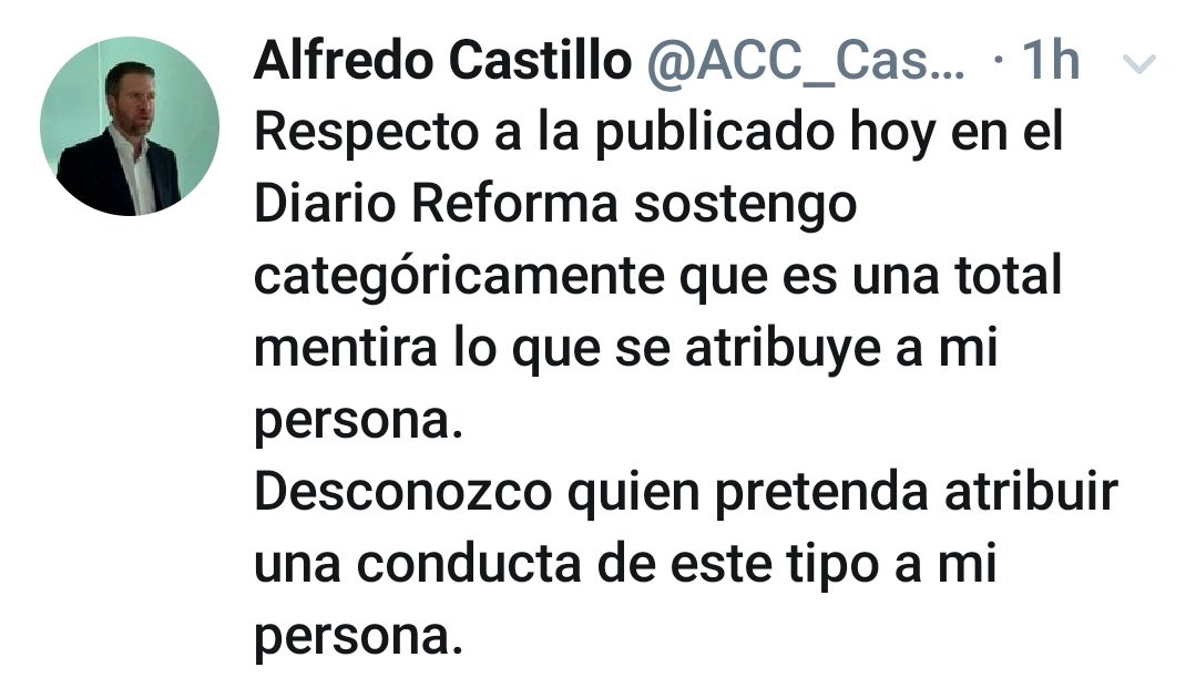 Como señalé a temprana hora, niego categóricamente la infamia que se me pretende atribuir por <a href="/Reforma/">REFORMA</a> <a href="/reformanacional/">REFORMA Nacional</a> respecto a conductas ligadas con un supuesto espionaje. No conozco a Walter Meade ni a José Susumo. Soy totalmente ajeno a los hechos que me pretenden imputar