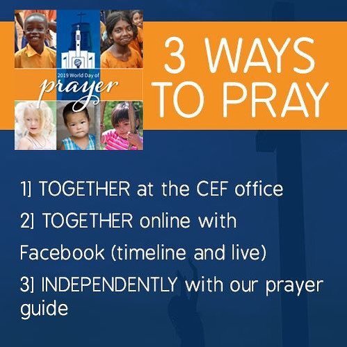 cefgvl's tweet photo. We are so excited to invite you to join us in the World Day of Prayer in just 2 weeks! There will be 3 ways to pray along with us that day--drop in to the office, join us on facebook live, or pray from our office prayer guide.

Prayer is the most powerful tool our ministry h… https://t.co/RT38O1bSM7
