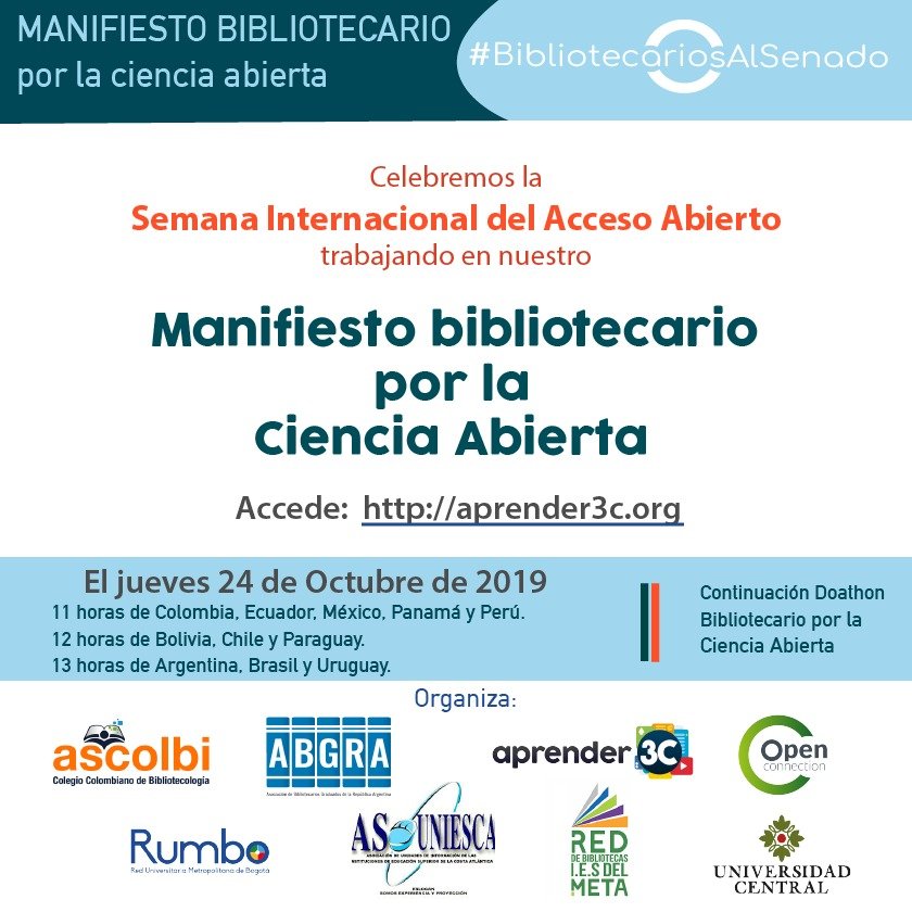 RumboRED's tweet image. Mañana, además de #HackearLaCiencia, estaremos junto a #BibliotecariosAlSenado trabajando en el &apos;Manifiesto bibliotecario por la ciencia abierta&apos;, que habíamos empezado en el #OpenConLatam2019. Sigue estas indicaciones y acompáñanos