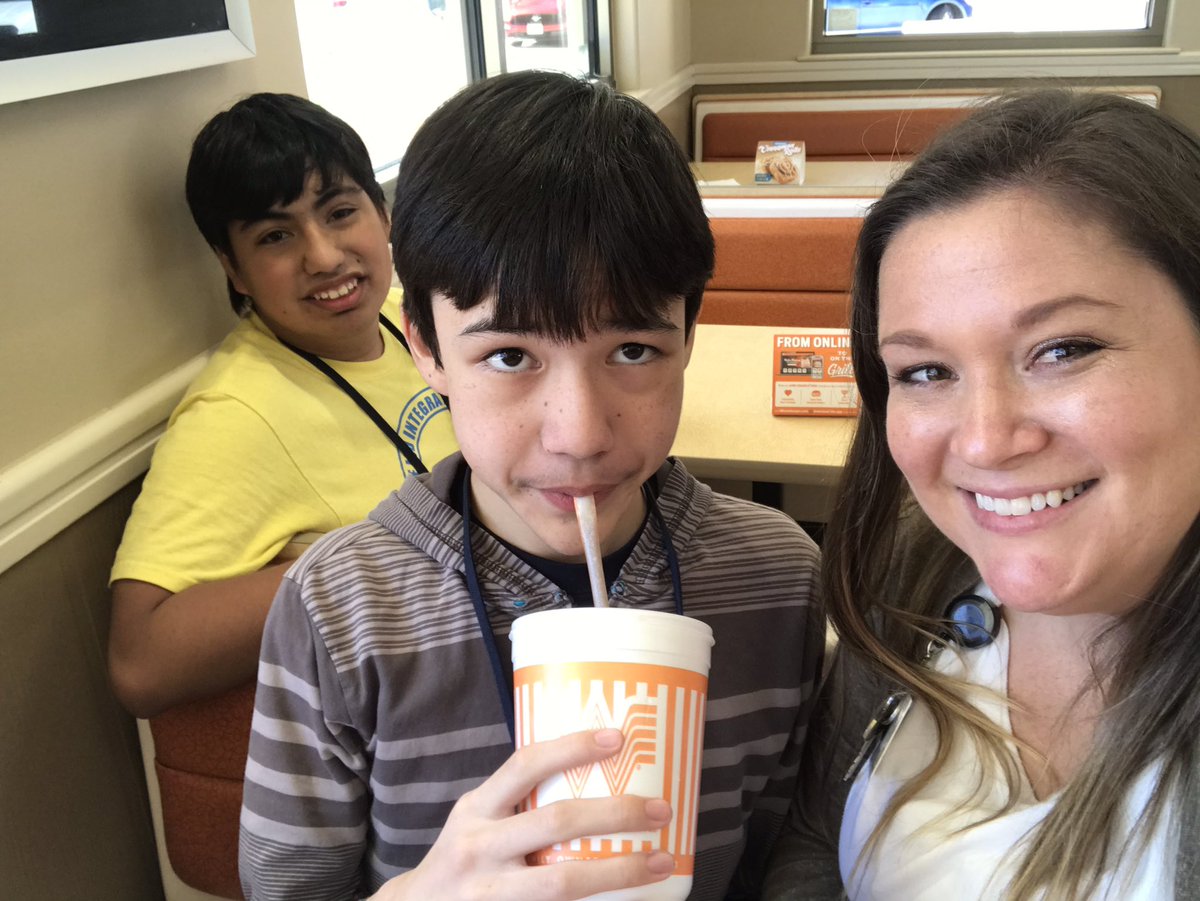 LSSP_Lindy's tweet image. Great day joining students on their CBI working on expected/unexpected behaviors, personal space of strangers, restaurant etiquette, and our selfie-game!!  @HumbleISD_KHS #KHSMustangs #BeTheLight #selfiegamestrong