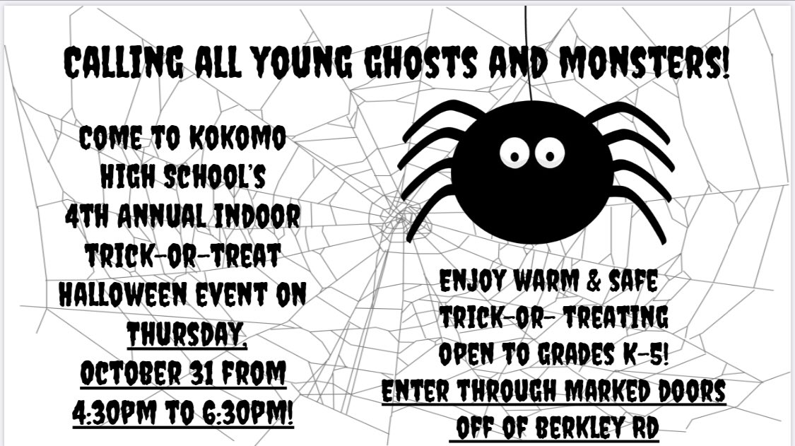 Hey mini-Kats, you’re all invited to KHS on Halloween for a safe, warm place to trick-or-treat! 🎃  👻 <a href="/Kats_Principal/">Principal Blessing</a>