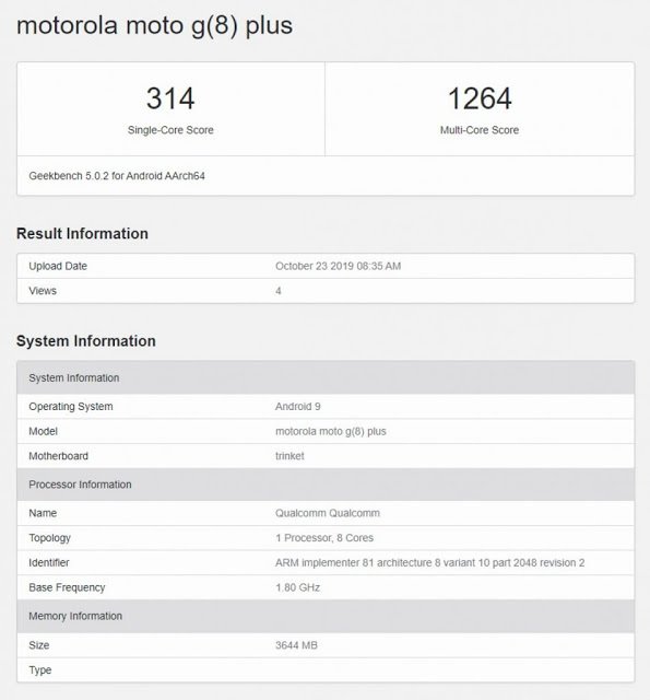 VikasGOnline's tweet photo. https://t.co/0nGQojv8qs Moto G8 Plus appears on Geekbench with Snpadragon 665 #tech #technews #bestbuytips https://t.co/X4lQI9Ed6A