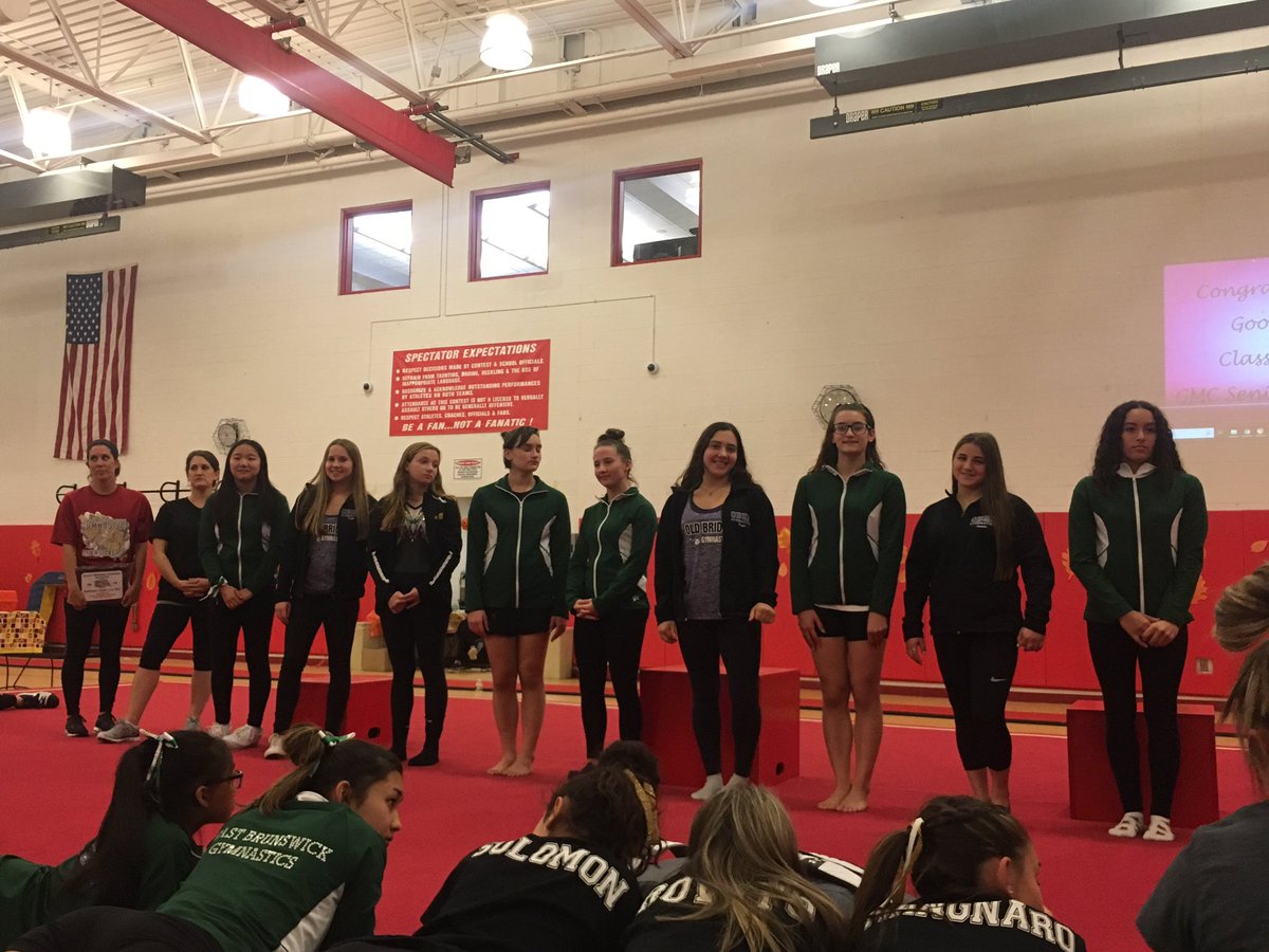 Great job tonight by our competitors at Novice. Congratulations to Jenna who placed 1st on bars&amp;beam and Julia who placed 1st on floor.

We also want to congratulate Kayla, Mackenzie, &amp; Amanda who were chosen for the all GMC team for beam, floor, &amp; vault respectively. Go Knights!